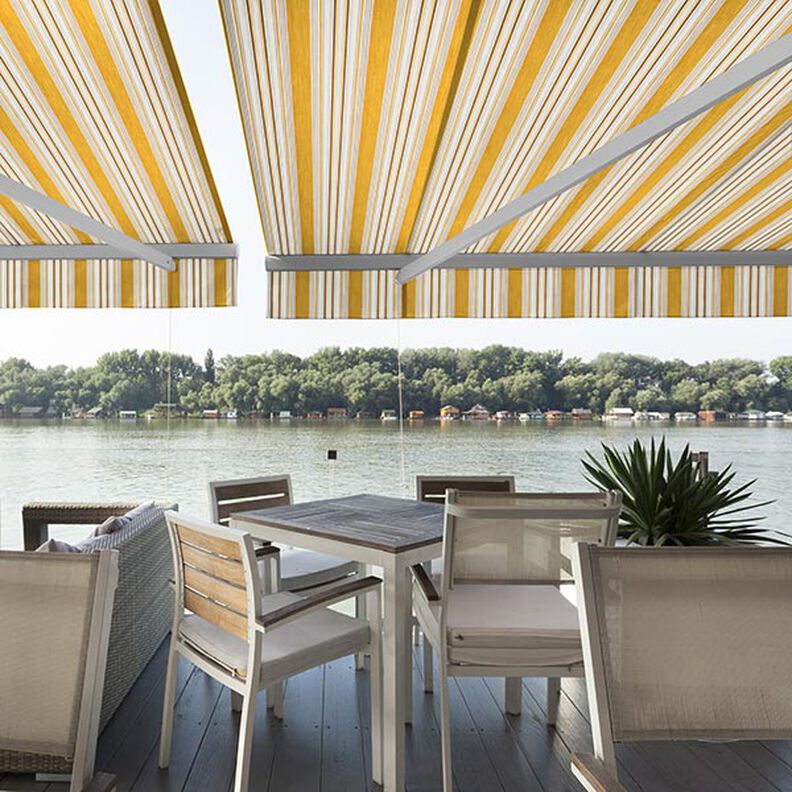 Toile pour store banne Rayures mélangées – jaune/gris clair, image number 11