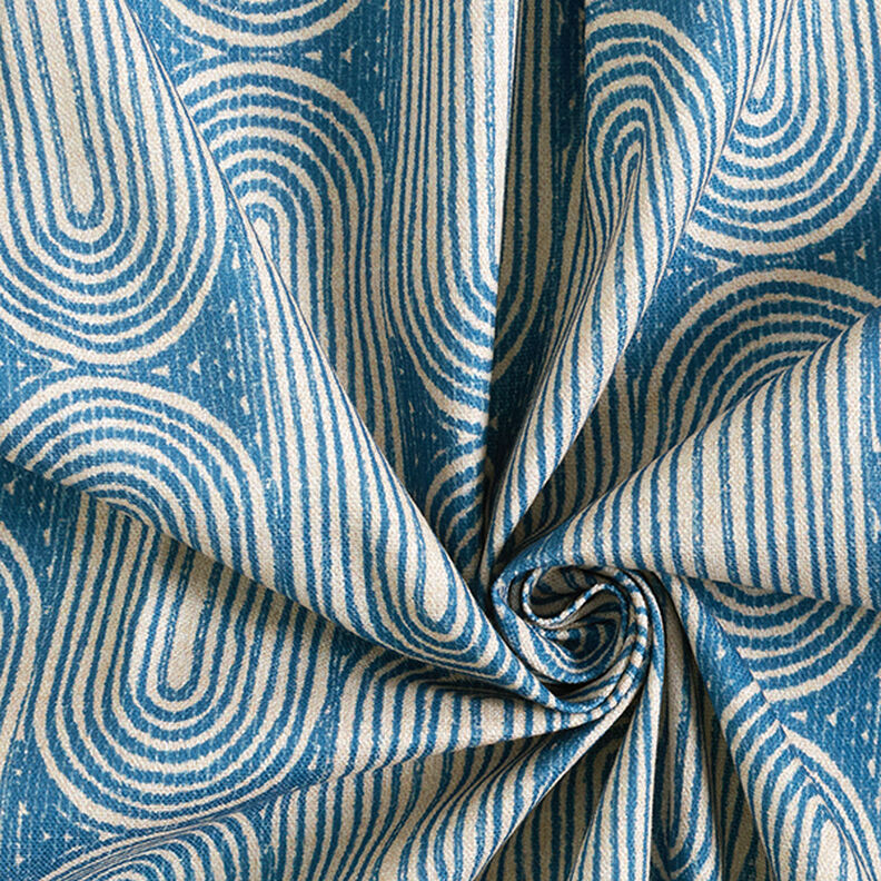Tissu de décoration Semi-panama Arcs – bleu roi/nature,  image number 3