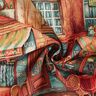 panneau décoratif Gobelin bistrot français – bleu/terre cuite,  thumbnail number 3