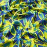 Crêpe satin grandes fleurs de camomille – indigo/jaune citron,  thumbnail number 2