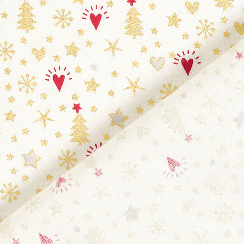 Tissu en coton Popeline Cœurs et étoiles – écru/or, image number 4