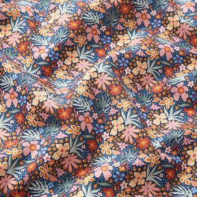 Tissu en coton Popeline kleine Blüten – indigo/vieux rose clair, 