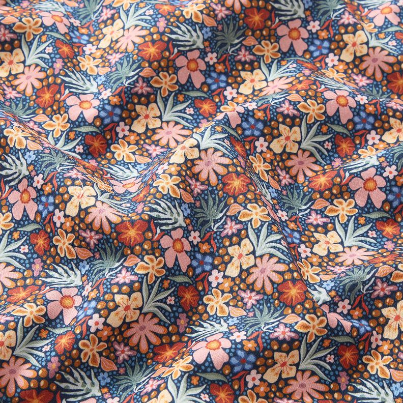 Tissu en coton Popeline kleine Blüten – indigo/vieux rose clair, image number 2