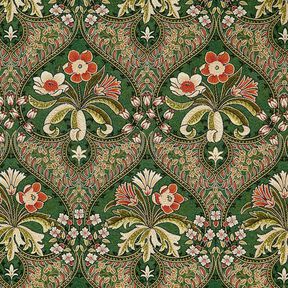 Tissu de décoration Gobelin Blumenornamente – vert/orange clair, 