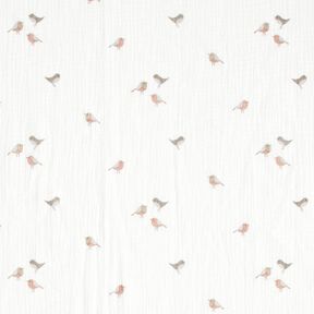 Tissu double gaze de coton Petits oiseaux – ivoire, 