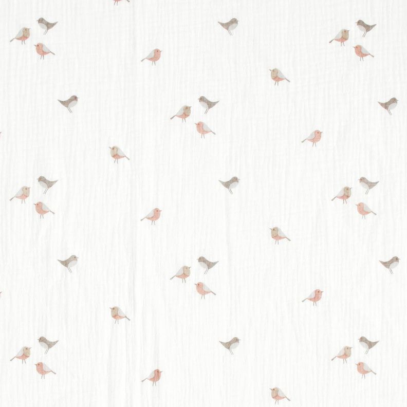 Tissu double gaze de coton Petits oiseaux – ivoire, image number 1