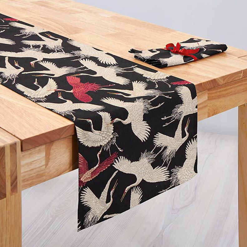 Tissu de décoration Gobelin grues – noir/blanc, image number 9
