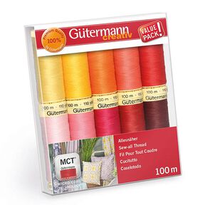 Kit fils à tout coudre [ 100m | 10 Pièces ] | Gütermann creativ – rose/rouge, 