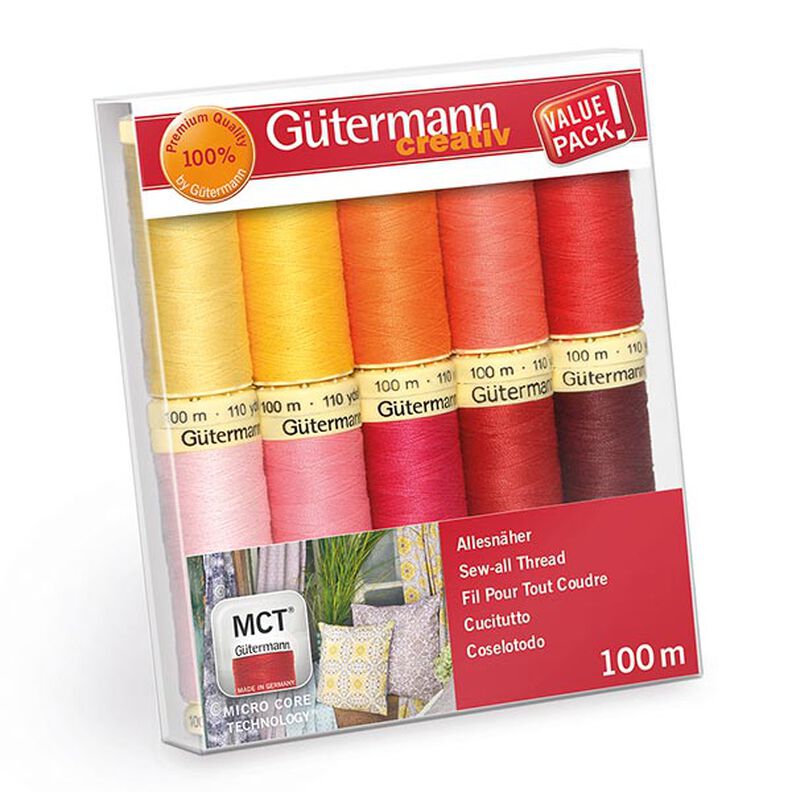 Kit fils à tout coudre [ 100m | 10 Pièces ] | Gütermann creativ – rose/rouge,  image number 1