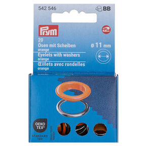Œillets avec rondelles [20 unités | Ø 11 mm] | Prym – orange/argent métallisé, 