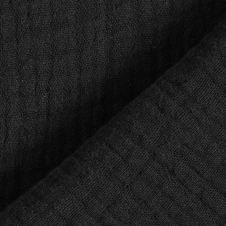 GOTS Tissu triple gaze de coton – noir,  image number 5