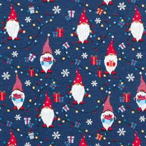 Tissu en coton Popeline Lutins de Noël – bleu marine/rouge, 