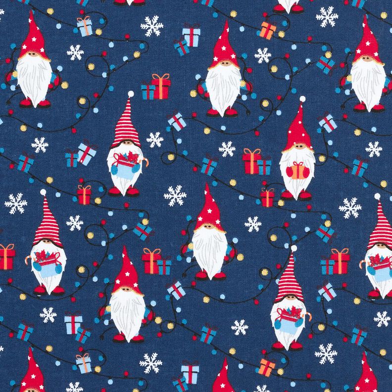 Tissu en coton Popeline Lutins de Noël – bleu marine/rouge, image number 1