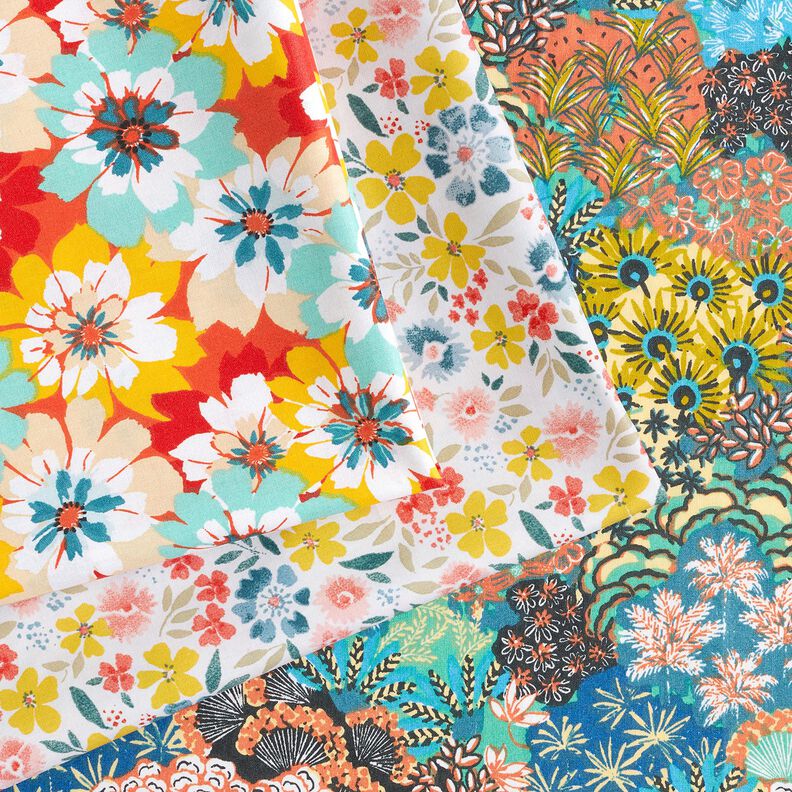 Coton enduit Fleurs de printemps – menthe/terre cuite,  image number 6