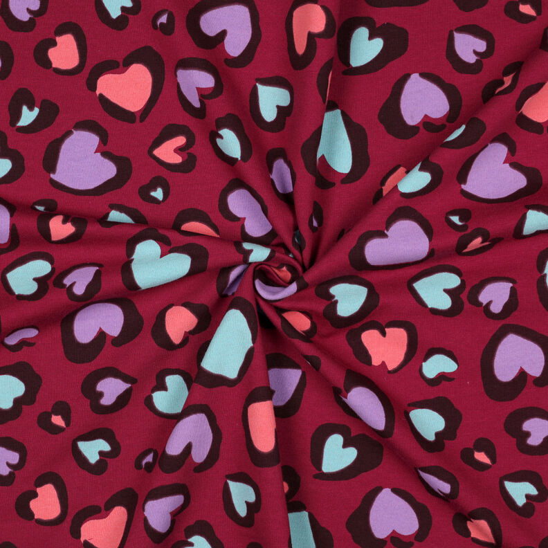 Sweatshirt gratté Cœurs multicolores | Poppy Fabrics – framboise, image number 3