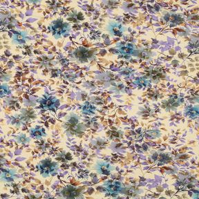 Jersey viscose Impression numérique de fleurs et de branches – sable/turquoise, 