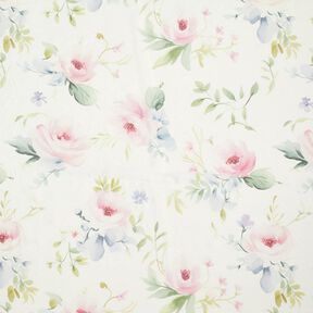 Voile Mélange viscose Roses délicates – ivoire/rosé, 
