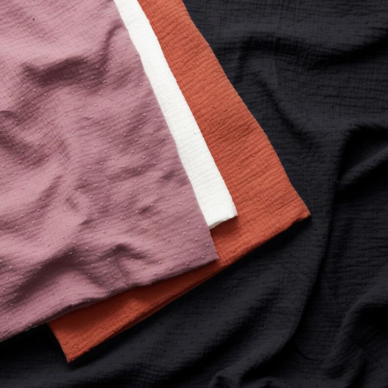 Tissu double gaze de coton dobby – noir,  image number 7