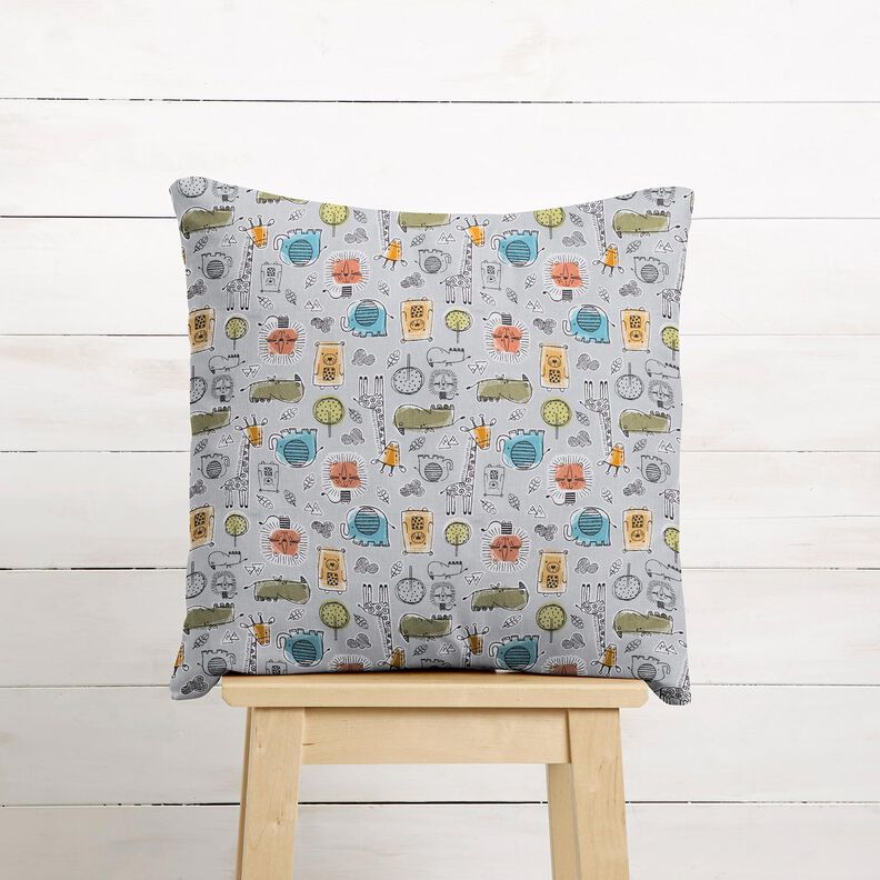 Tissu en coton Cretonne Animaux de safari – argent, image number 8