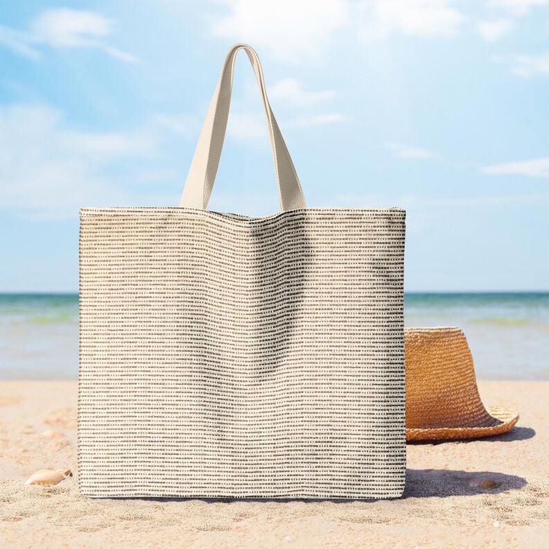 Tissu de décoration Jacquard rayures rustiques – marron moyen/nature,  image number 7