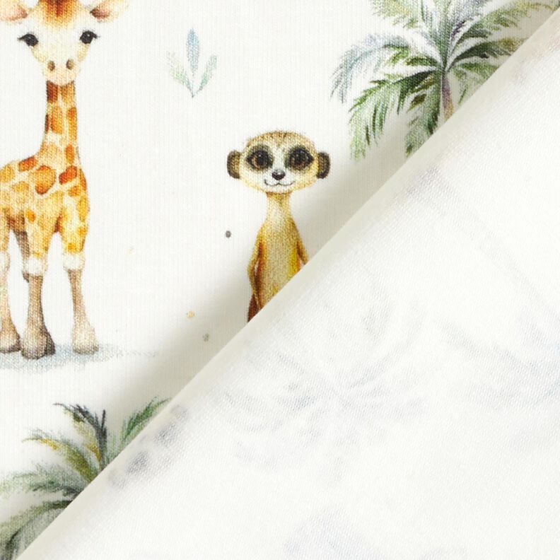 Jersey coton Bébés animaux de la jungle Impression numérique – écru, image number 4
