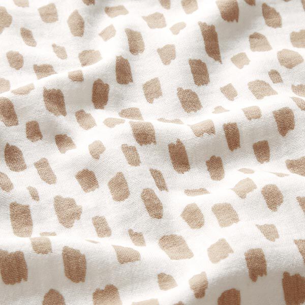 Tissu double gaze de coton Carreaux avec taches – blanc/beige,  image number 2