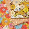 Tissu en coton Cretonne Grandes fleurs rétro – turquoise/jaune soleil,  thumbnail number 5