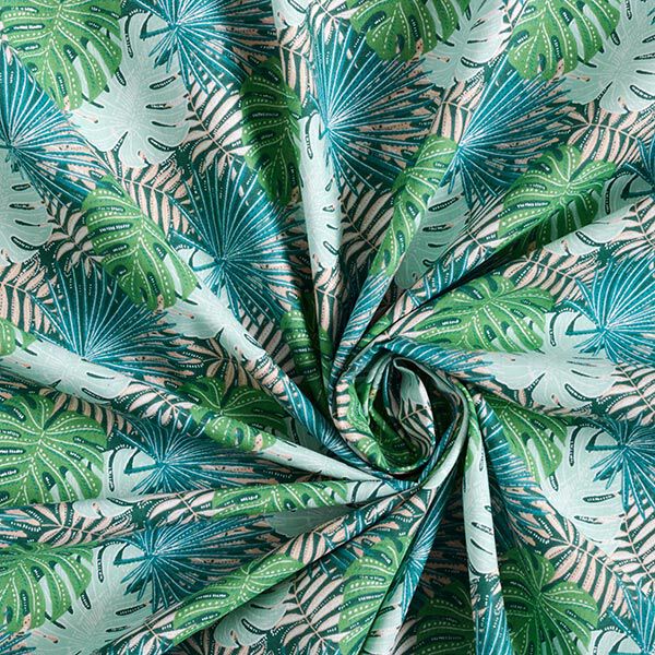 Cretonne de coton feuilles tropicales – vert, image number 3