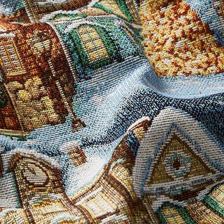 Tissu de décoration Gobelin Ville hivernale – carmin/bleu, 