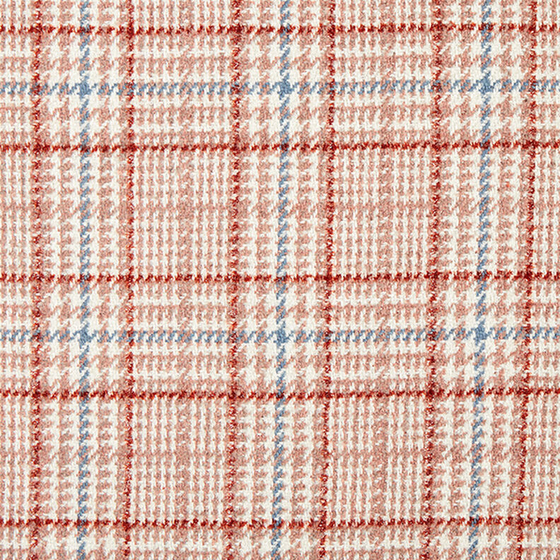 Tissu pour manteau Carreaux & pied-de-poule – blanc/vieux rose,  image number 1