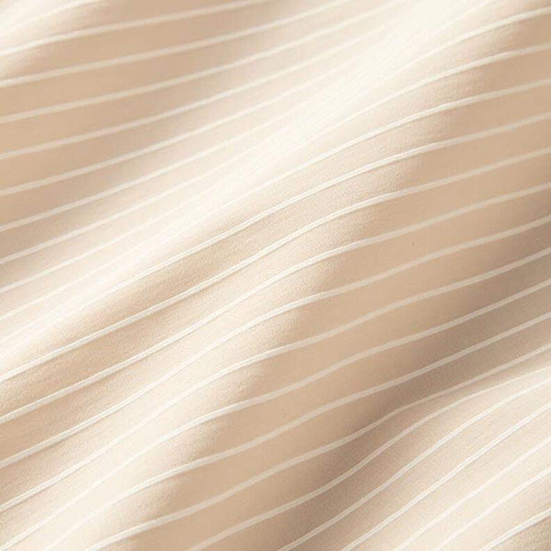 Tissu stretch à rayures horizontales élastique longitudinalement – beige,  image number 2