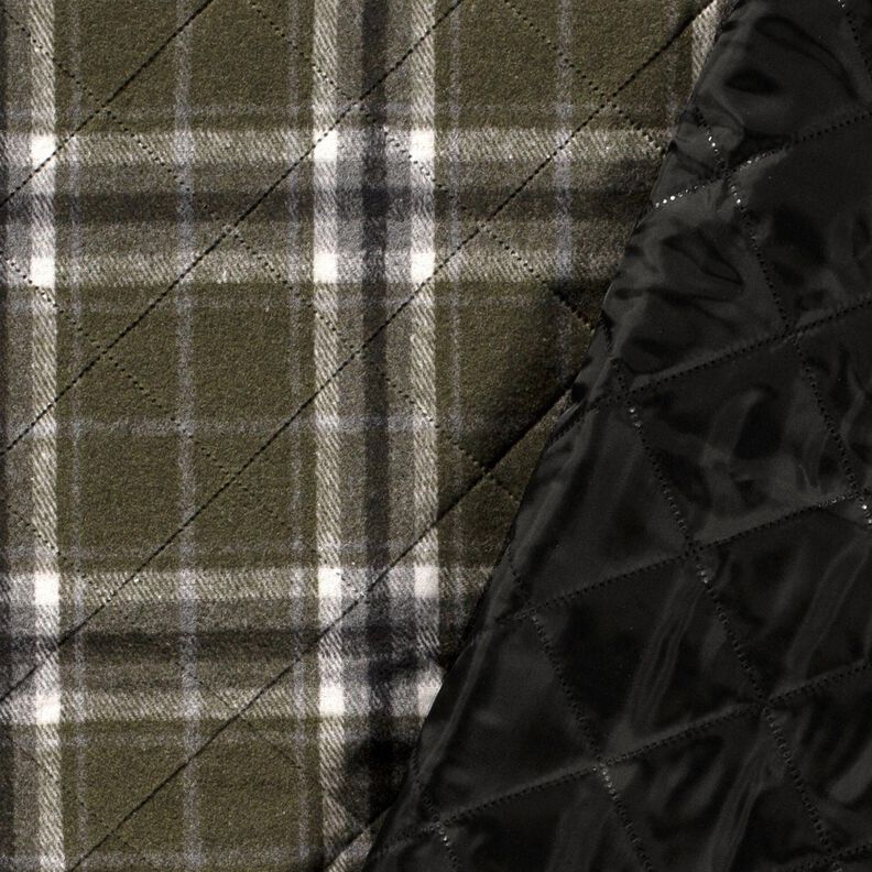 Tissu matelassé à carreaux – olive foncé/gris pierre, image number 2