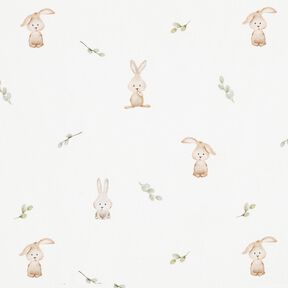 GOTS Jersey coton Doux lapin Impression numérique – ivoire, 