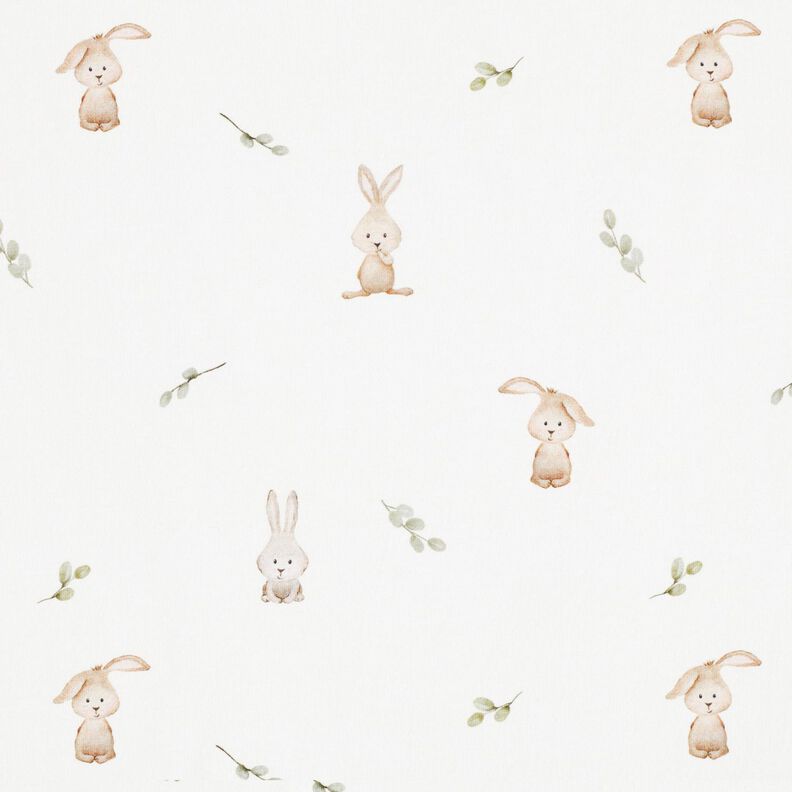 GOTS Jersey coton Doux lapin Impression numérique – ivoire,  image number 1
