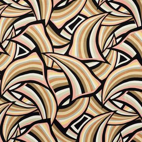 Tissu viscose abstrakte Linien – noir/or rose, 