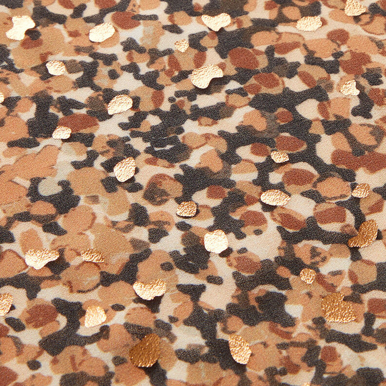 Crêpe mousseline Taches et pois dorés – marron/or métallisé,  image number 6