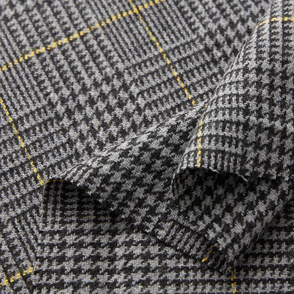 Drap de laine Prince de Galles – gris foncé/jaune,  image number 3