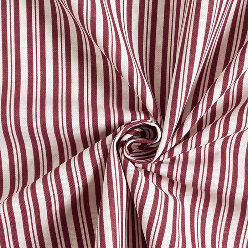 Tissu de décoration Semi-panama Rayures élégantes – rouge bordeaux/écru,  image number 3