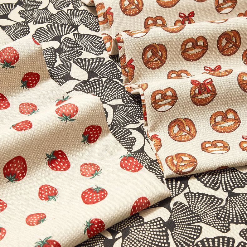 Tissu de décoration Semi-panama Petites fraises – rouge/nature,  image number 6
