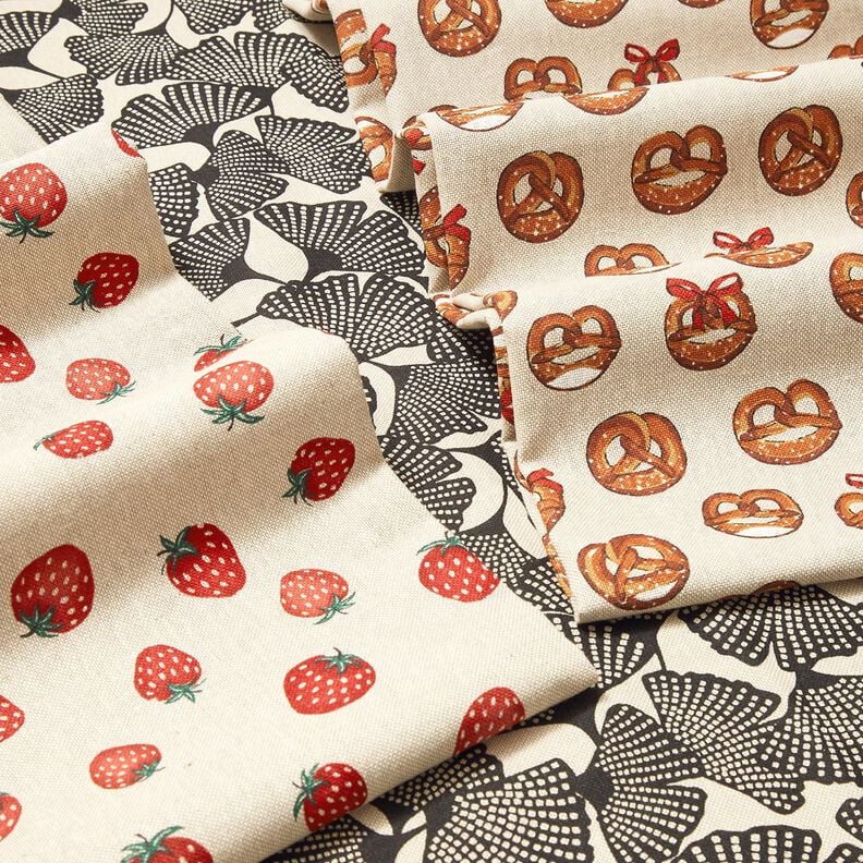 Tissu de décoration Semi-panama Petites fraises – rouge/nature, image number 6