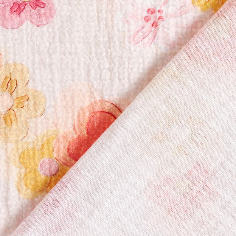 Tissu double gaze de coton Grandes fleurs Impression numérique – rosé, image number 4