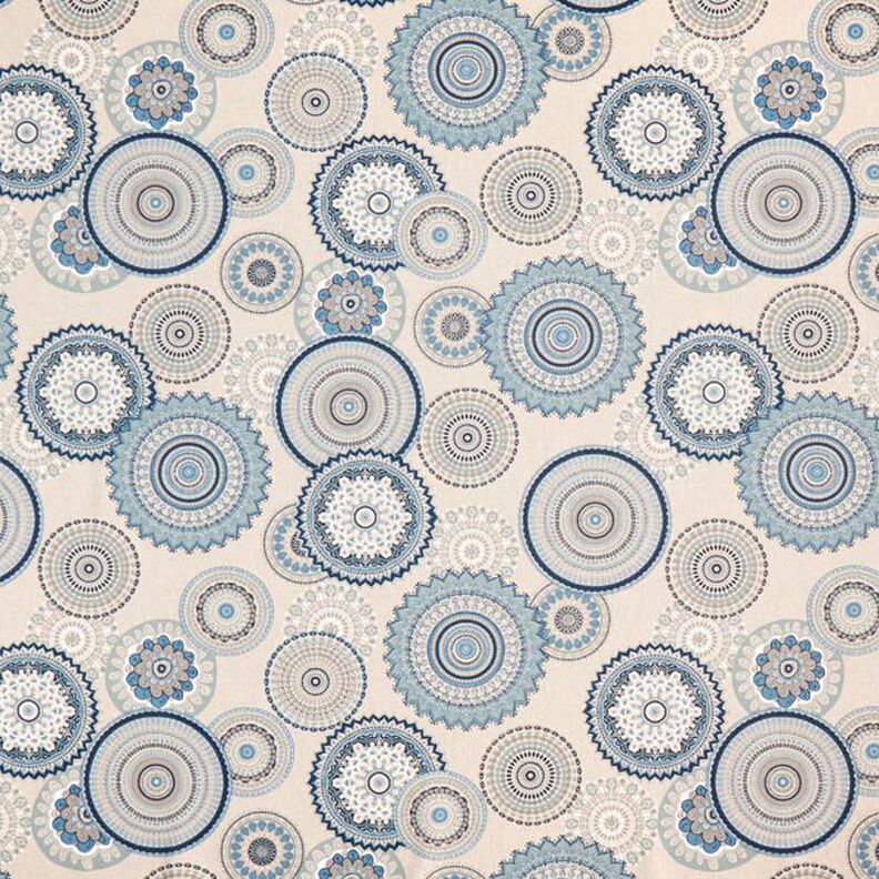 Tissu de décoration Semi-panama Mandala – bleu,  image number 1