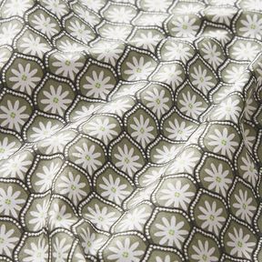 Coton enduit Blumenkacheln – roseau/blanc, 
