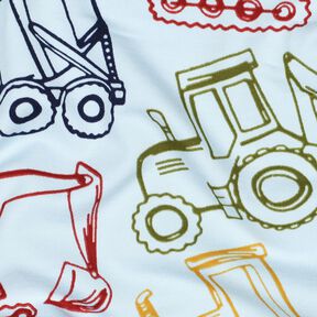 French Terry Sweat d’été Engins de chantier | Poppy Fabrics – bleu bébé/bleu marine, 