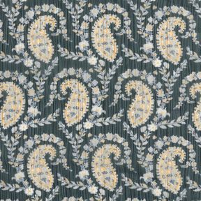 Crêpe Chiffon Rayures cachemire et lurex – noir/bleu argenté, 