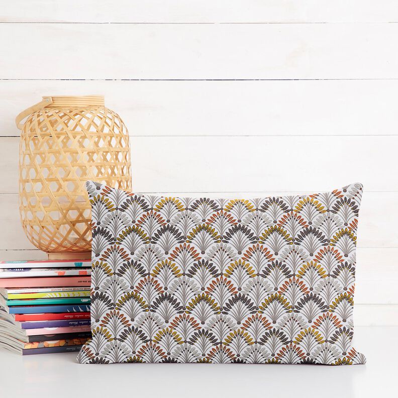 Tissu en coton Cretonne Éventail – taupe/ivoire,  image number 6