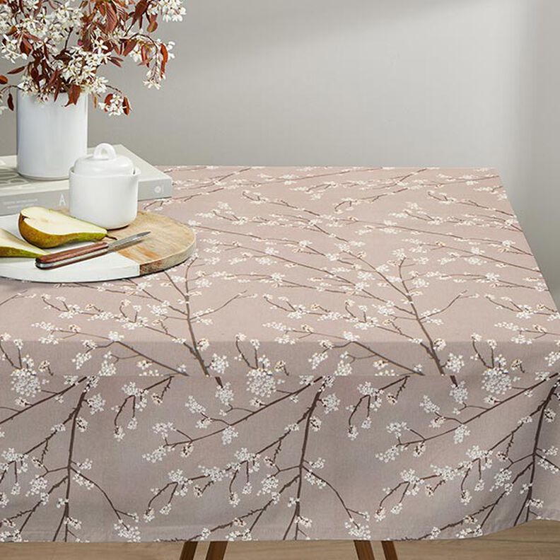 Tissu de décoration Semi-panama Rameaux en fleur – taupe, image number 8