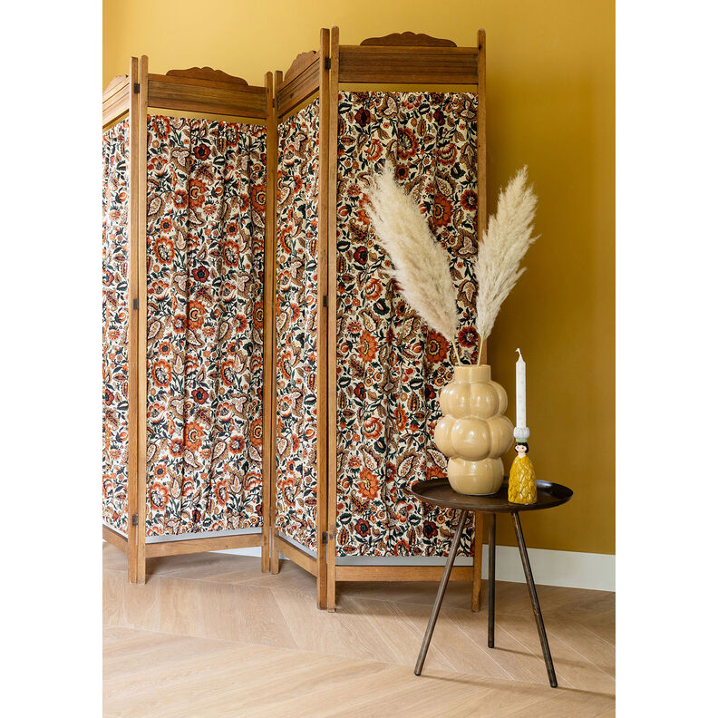 Tissu de décoration Gobelin Motif floral rétro – beige clair/cuivre,  image number 6