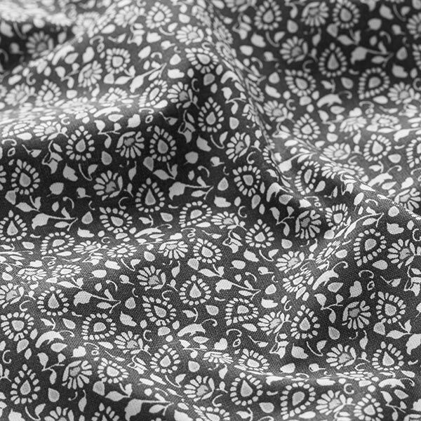 Cretonne de coton petit motif cachemire – gris foncé,  image number 2