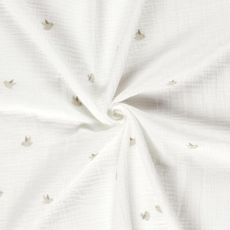 Tissu double gaze de coton Petits oiseaux – écru/nature,  image number 3